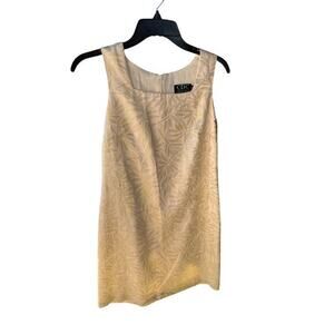 CDC Petites Gold Bamboo Print Shimmer Dress Size 6